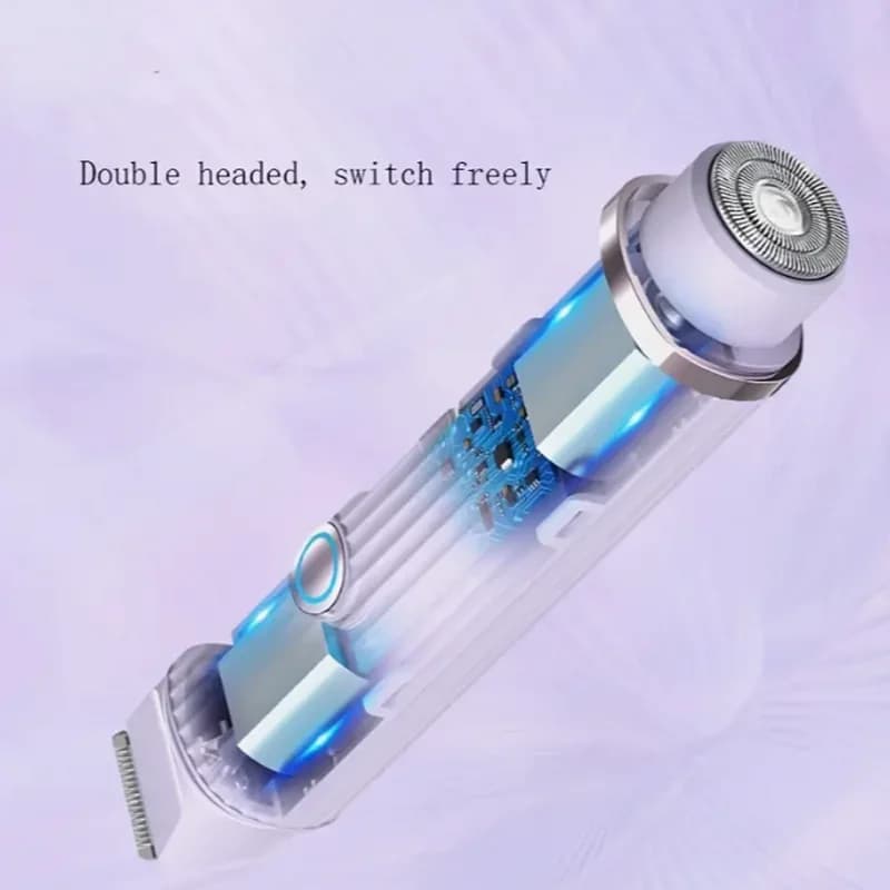 Electric Shaver for Women Waterproof Wet & Dry Hair Razors 2 in 1 Double Head Dual Bikini Hair Trimmer Detachable Head Shaver - 6