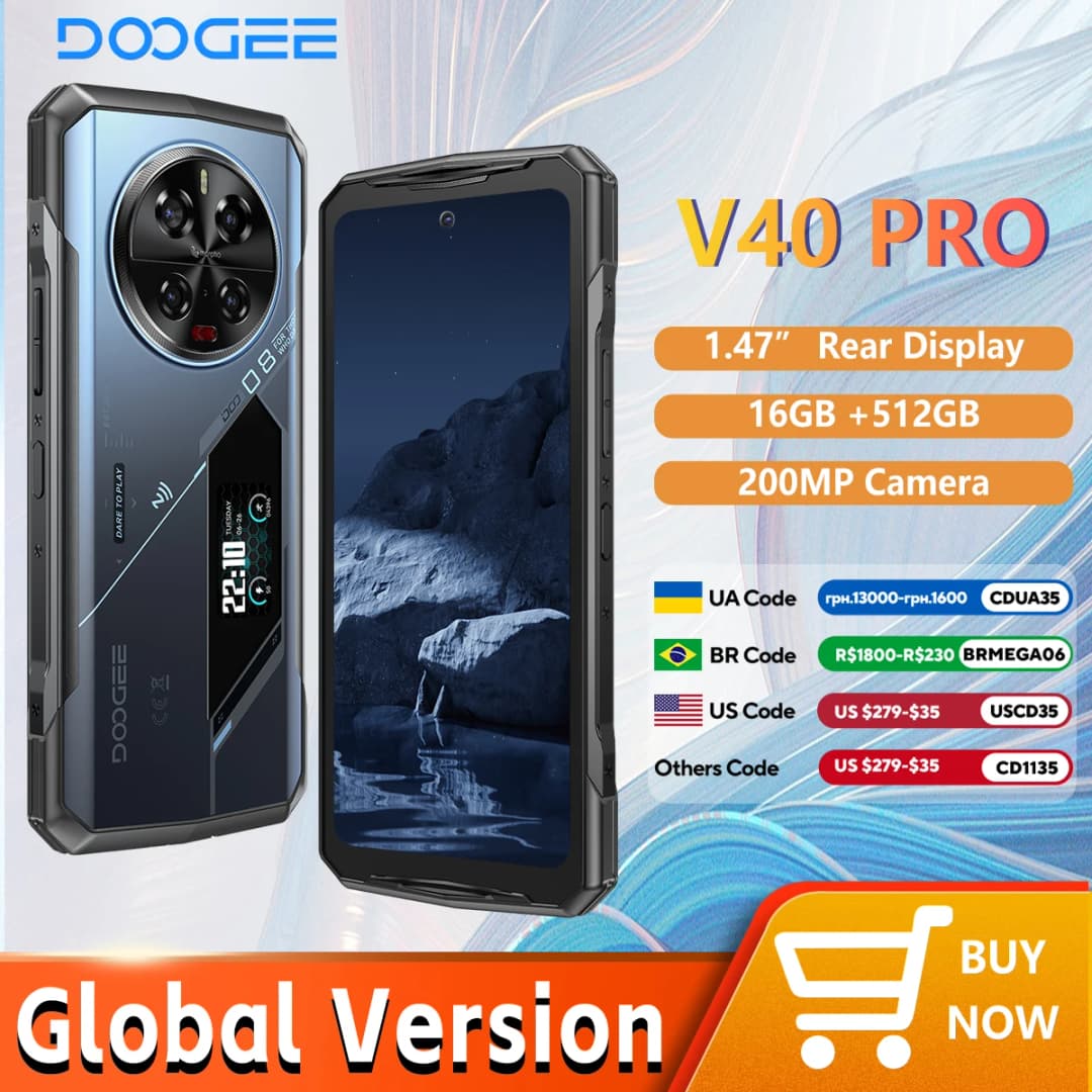هاتف DOOGEE V40 Pro 5G المتين 6.78 بوصة 16 جيجابايت + 512 جيجابايت هواتف الألعاب Dimensity 7300 كاميرا 200 ميجابكسل بذكاء اصطناعي 8680 مللي أمبير أندرويد 14
