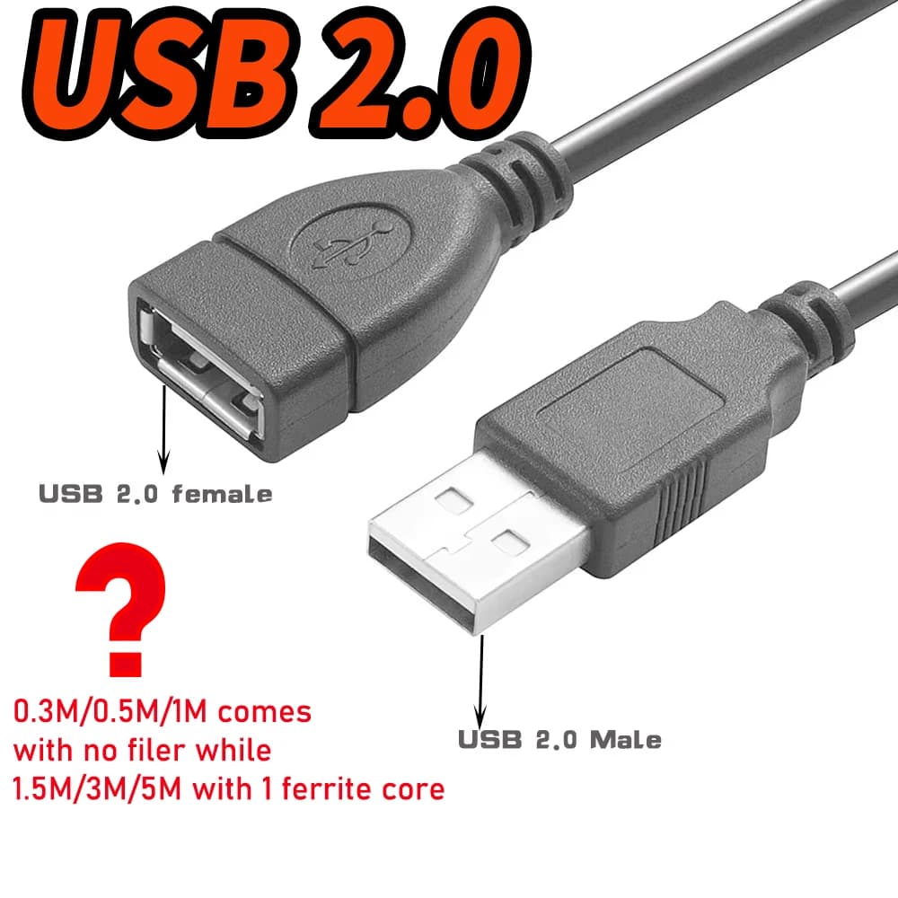 USB 2.0/USB 3.0 Extension Cable USB 2.0 USB 3.0 Male to female cord Extension USB 2.0/USB 3.0 Cable Type A male to Female USB 3 - 2