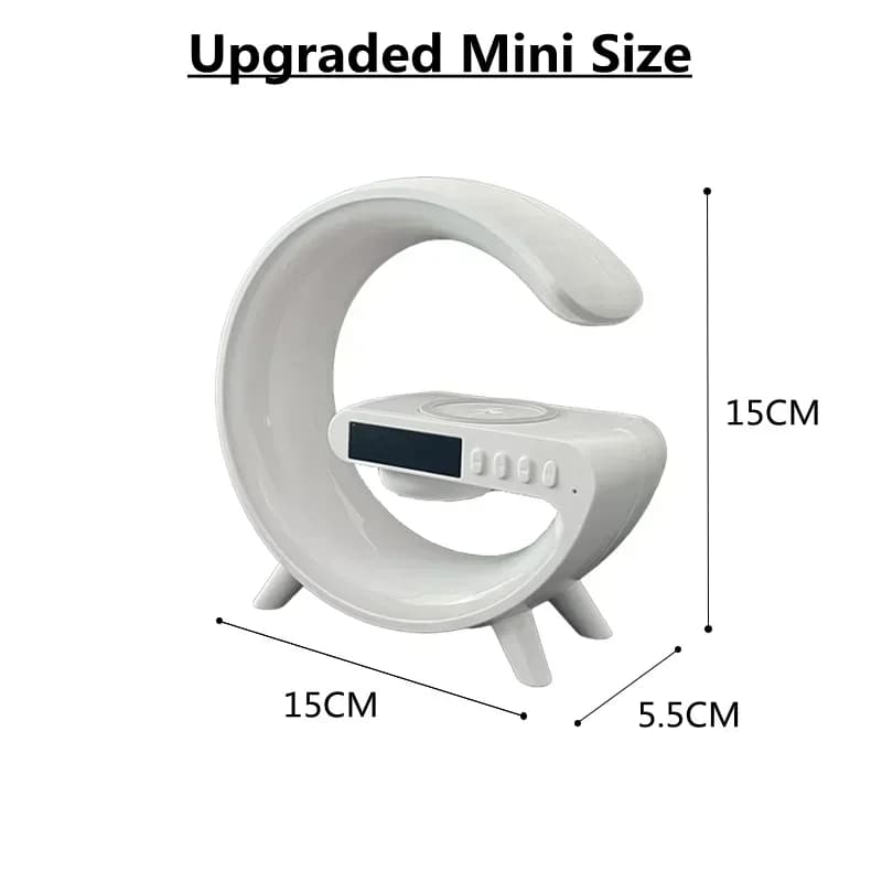 Wireless Charger Stand Pad RGB G Light Alarm Clock Speaker For iPhone 16 15 14 13 Samsung Xiaomi Mini Fast Charging Dock Station - 6