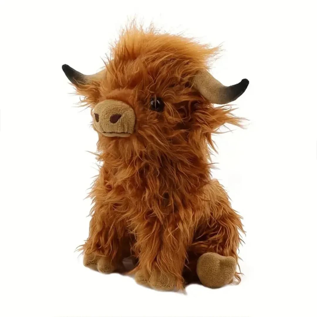 30cm Simulation Kyloe Cream Highland Cow Animal Plush Doll Soft Stuffed Highland Cow Cattlle Plushie Gift for Kids Boys Girls - 3