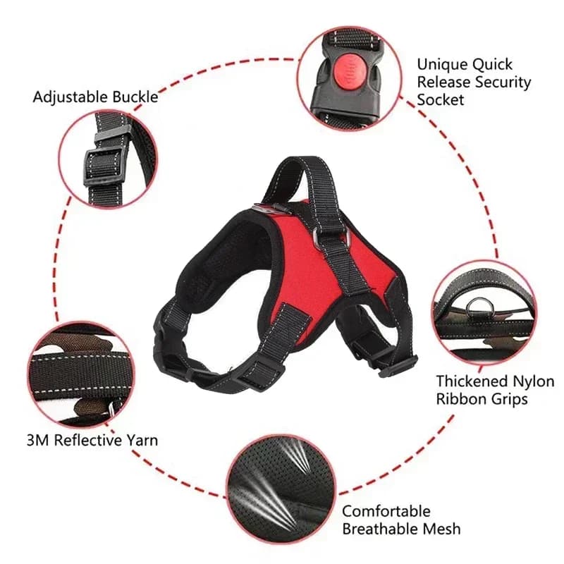 Saddle Dog Harness Reflective Adjustable Pet Harness No Pull Walking Training Small Medium Large Big Dogs Chest Strap Product - 3