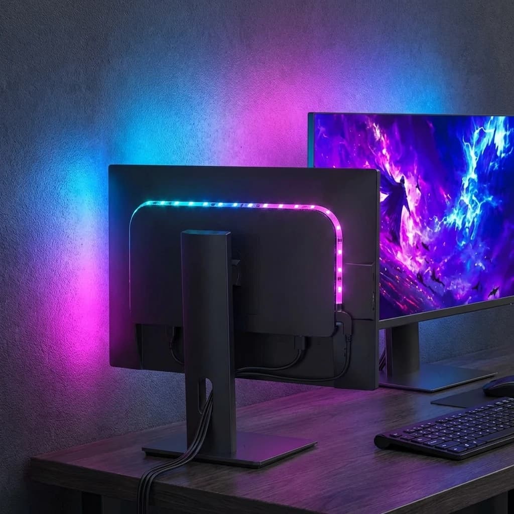 RGB Game Ambient Sync LED Light Strip Computer Monitor Display Backlight DIY Color Pickup Light Smart Gaming Room Decor - 3
