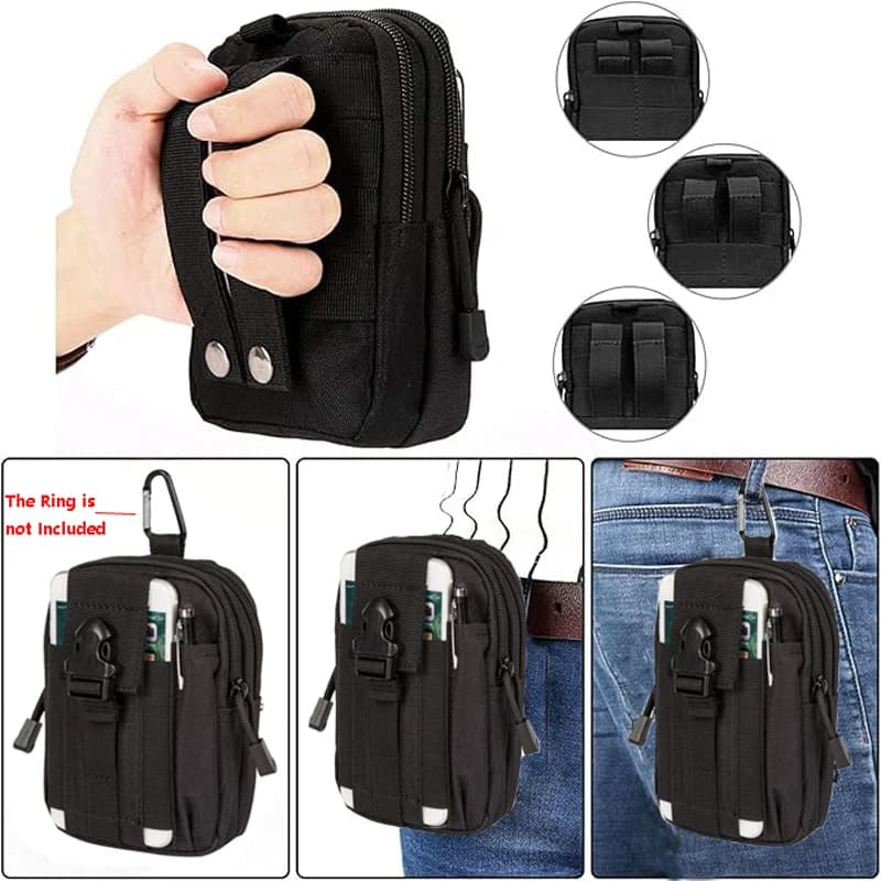 Universal EDC Tactical Molle Pouch Waist Bag with Cell Phone Holster Outdoor Gear Tool Gadget Pocket Belt Bags - 5