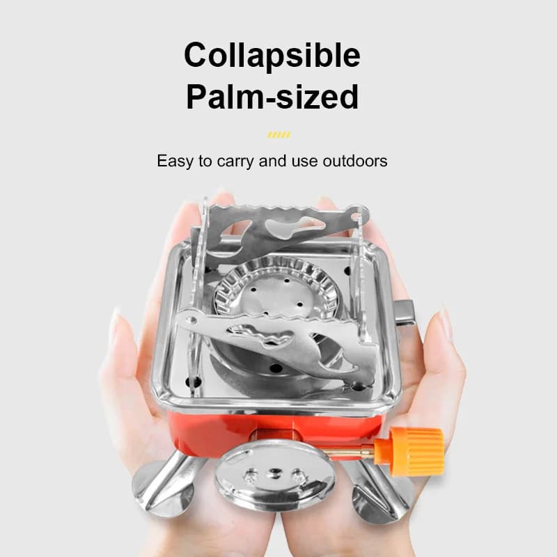 موقد تخييم محمول قابل للطي، مقاوم للرياح، مثالي لحقائب الظهر، للشواء والنزهات - 2