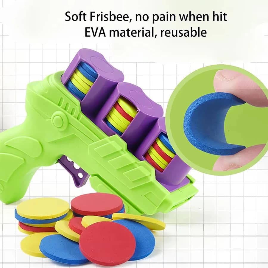 مسدسات صحون طائرة للأطفال قاذفة أقراص طائرة على شكل جزر مسدس فجل لعبة مسدس أقراص طائرة من مادة EVA الآمنة لعبة رياضية خارجية للأطفال - 4