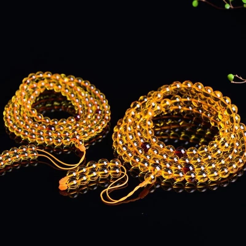 AAAAA Baltic Amber Wax Pendant Natural Golden Pearl 108 Bracelet AMBER PENDANT Men's and Women's Sweater Chain Lovers Bracelet - 3