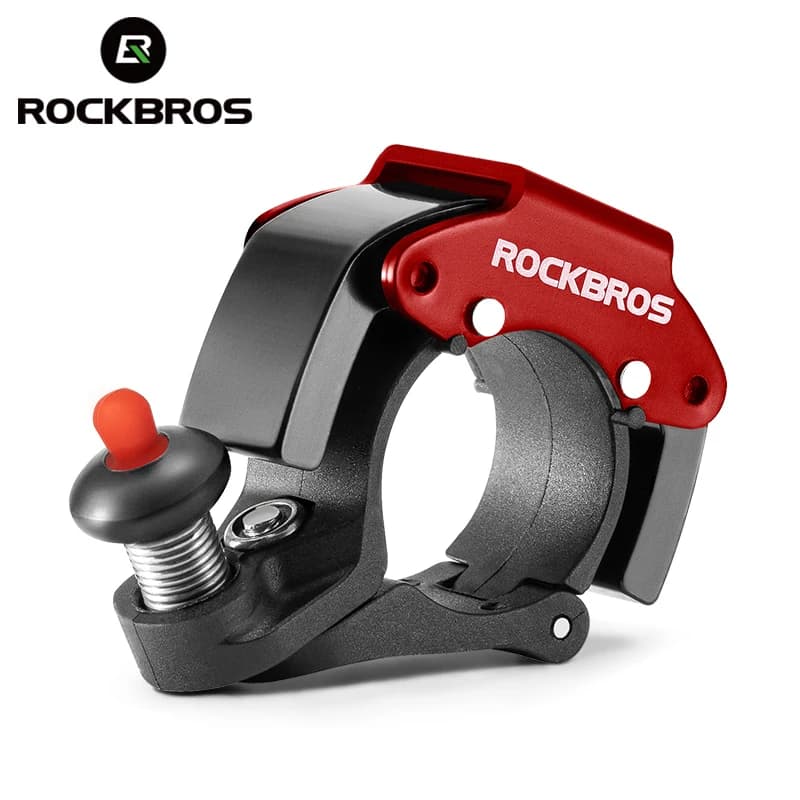 جرس دراجة ROCKBROS كلاسيكي من الفولاذ المقاوم للصدأ، أسود وأحمر، صوت واضح، إكسسوارات جرس دراجة - 2