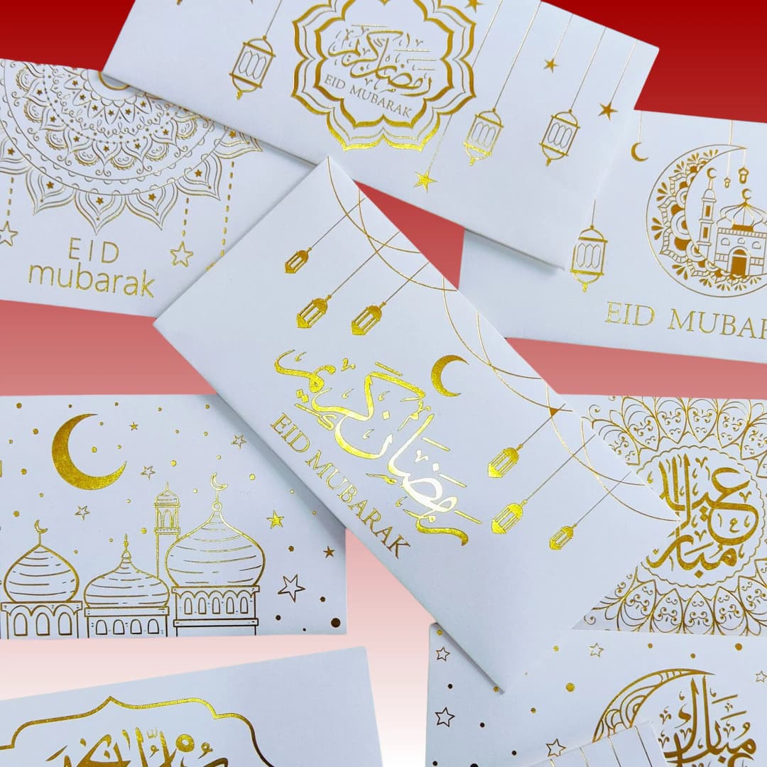 9pcs Eid Mubarak Cash Envelopes Muslim Ramadan Gift Money Bag with Golden Foil Stamping Islamic Eid Al-fitr Invitation Decor - 2