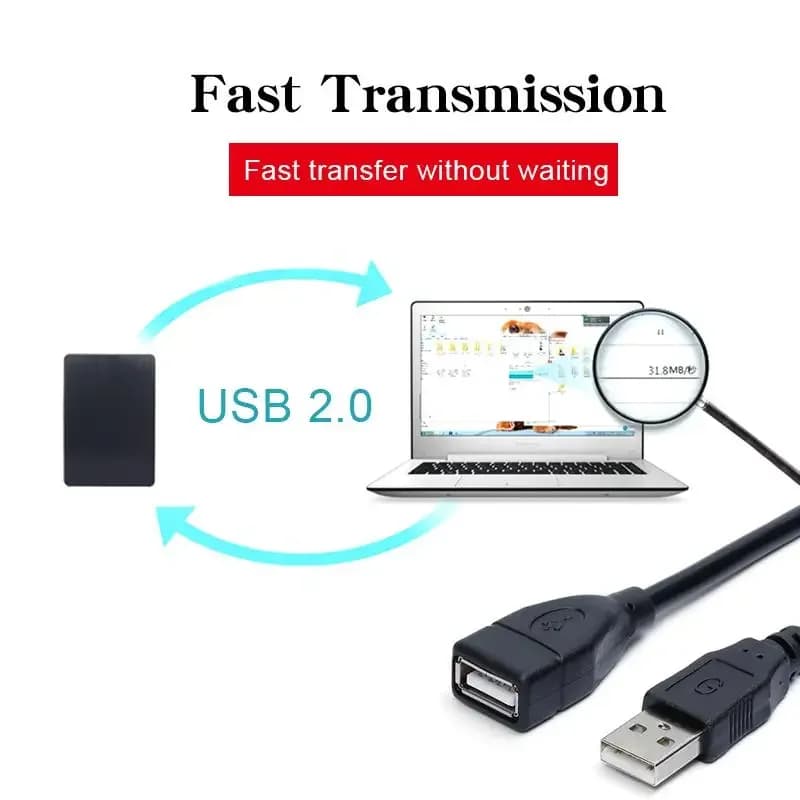 كابل تمديد USB بطول 0.6 متر من ذكر إلى أنثى لمزامنة البيانات ونقلها - 3