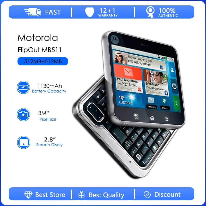 Motorola FlipOut MB511 Refurbished-Original MB511  Detachable Battery 1130mAh Cell Phone Wholesale Free shipping