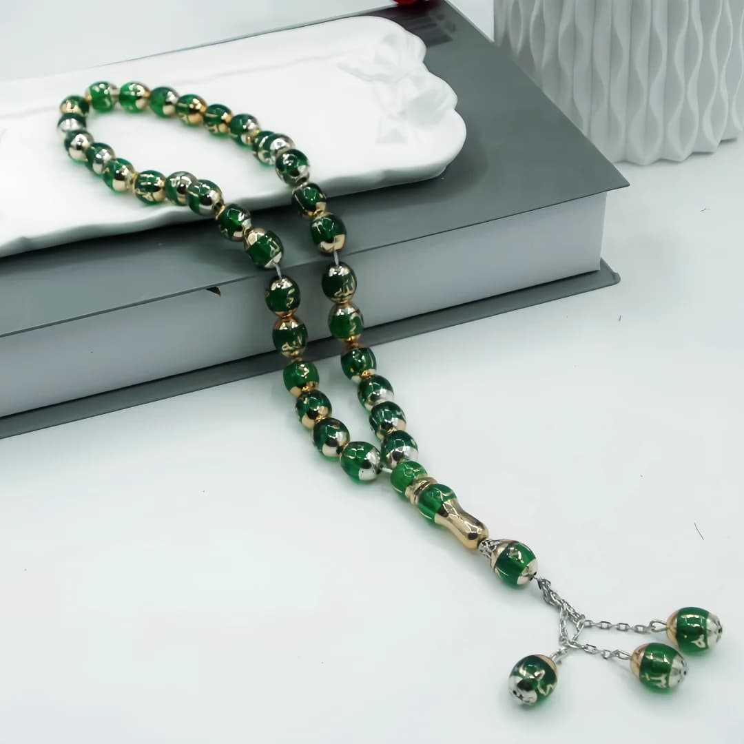 مسبحة صلاة مسلمة 12 ملم 33 حبة مسبحة صلاة مسلمة للجنسين مسبحة كلمات إكسسوارات لوازم العبادة ديكور مسبحة دينية - 5