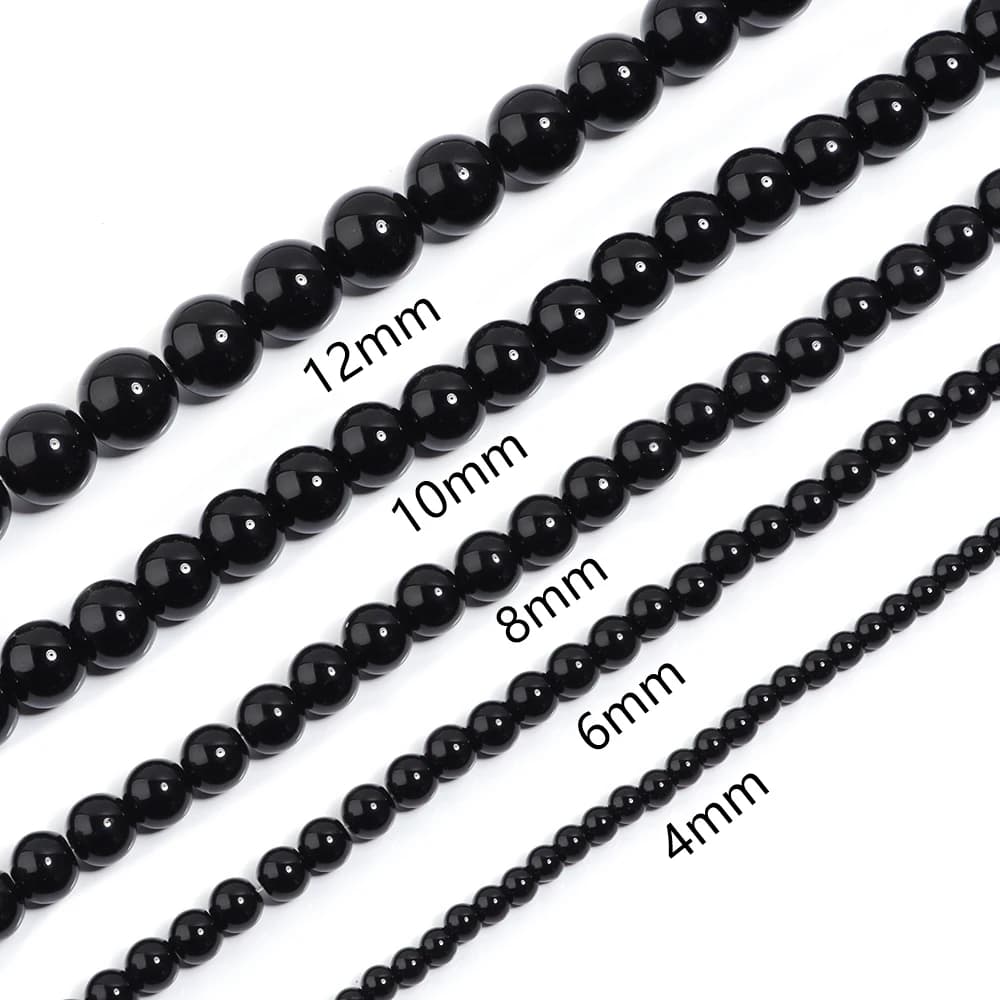 4 6 8 10 12mm Black Glass Beads Smooth Round Loose Spacer Beads For Jewelry Making DIY Handmade Bracelets Necklace Accessories - 2