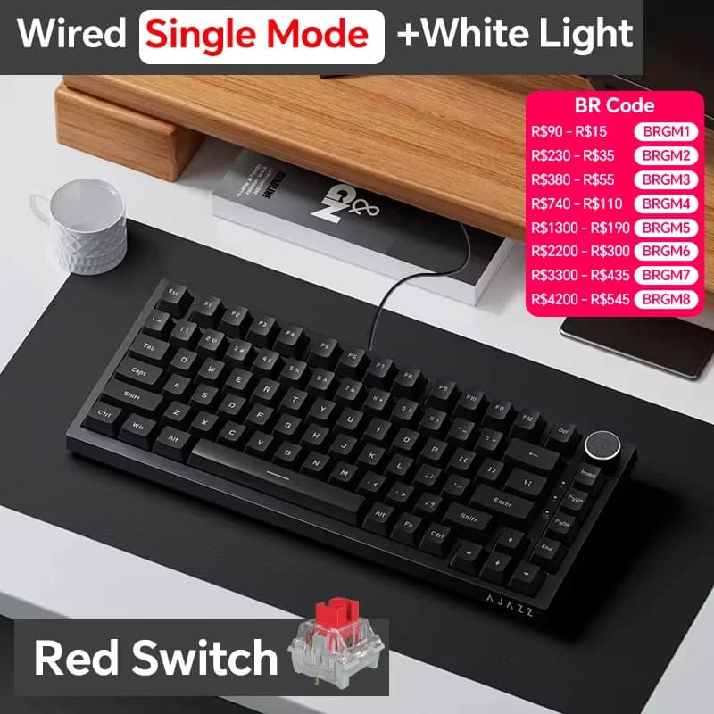 لوحة مفاتيح ميكانيكية للألعاب Ajazz AK820/AK820Pro بلوتوث 5.1/لاسلكية/سلكية لوحة مفاتيح مخصصة بزر مختوم لتبادل الحرارة