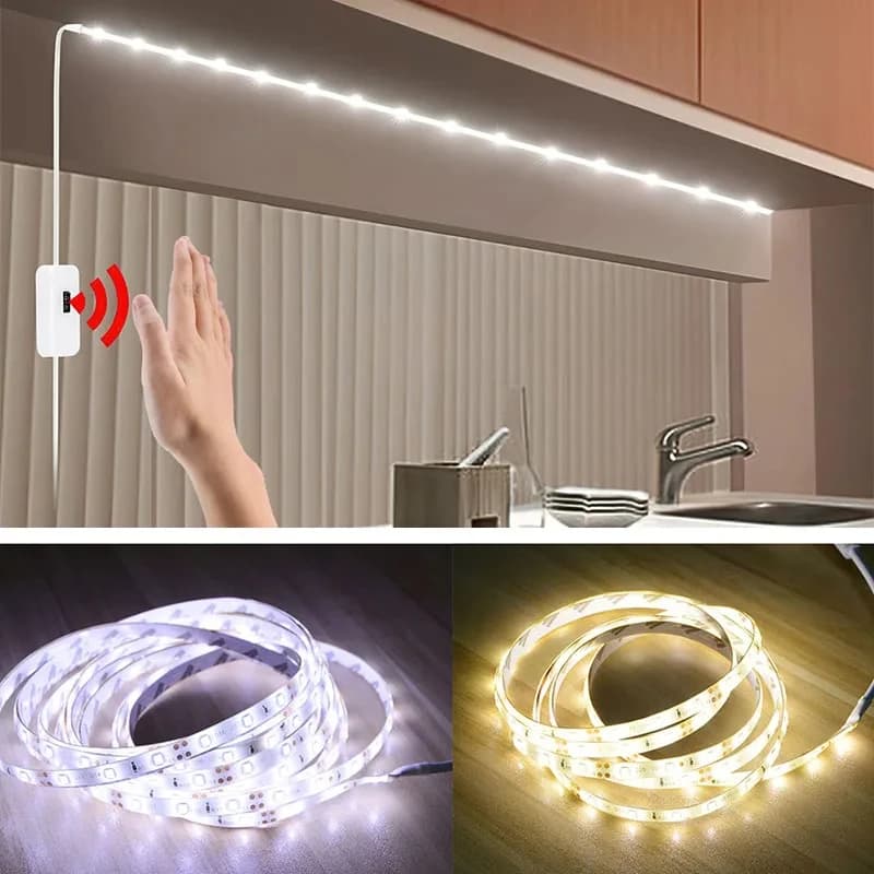 أضواء شريطية LED 60، يو اس بي، تيار مستمر 5V، دايمر ذكي، مفتاح تحكم بمستشعر الإيماءات، شريط إضاءة خلفية، مصباح تلفزيون، أضواء LED لغرف الديكور المنزلي