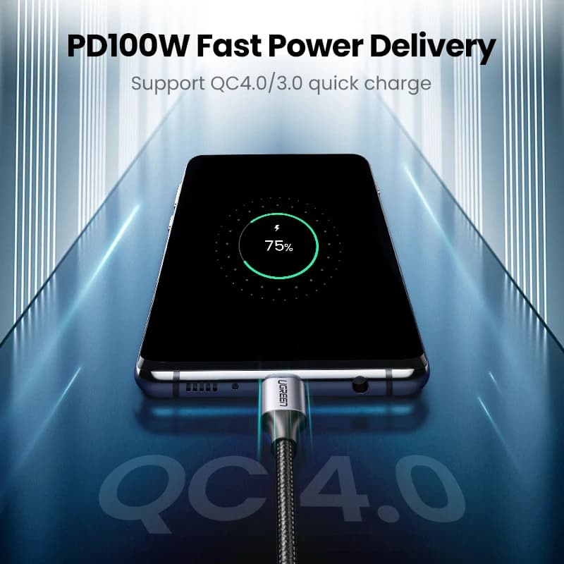 كابل يو جرين USB C إلى USB C، PD100W، كابل شحن سريع لماك بوك برو، آيباد برو 2020، سامسونج S20/S10 - 3