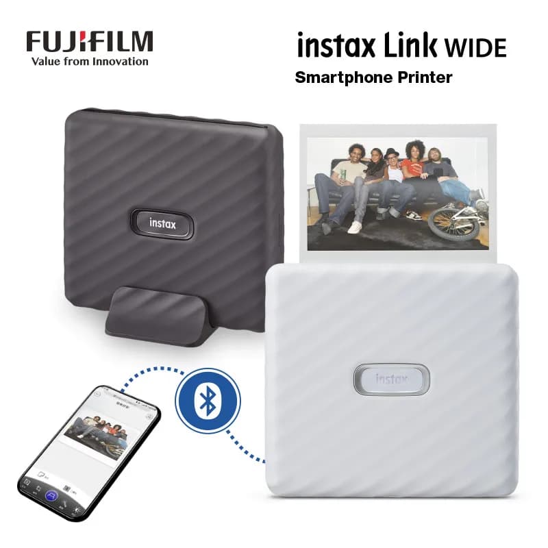 طابعة Fuji Instax Link WIDE، طابعة صور للهواتف المحمولة بتنسيق واسع، مع ورق صور Fujifilm Instax Wide اختياري مقاس 5 بوصات - 3