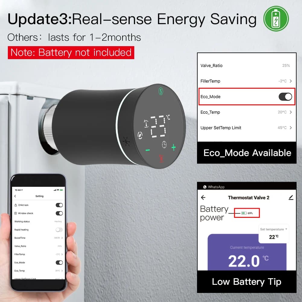 MOES ZigBee 3.0 TRV Thermostat Tuya Radiator Actuator Valve Smart Programmable Temperature Controller Alexa Google Voice Control - 5