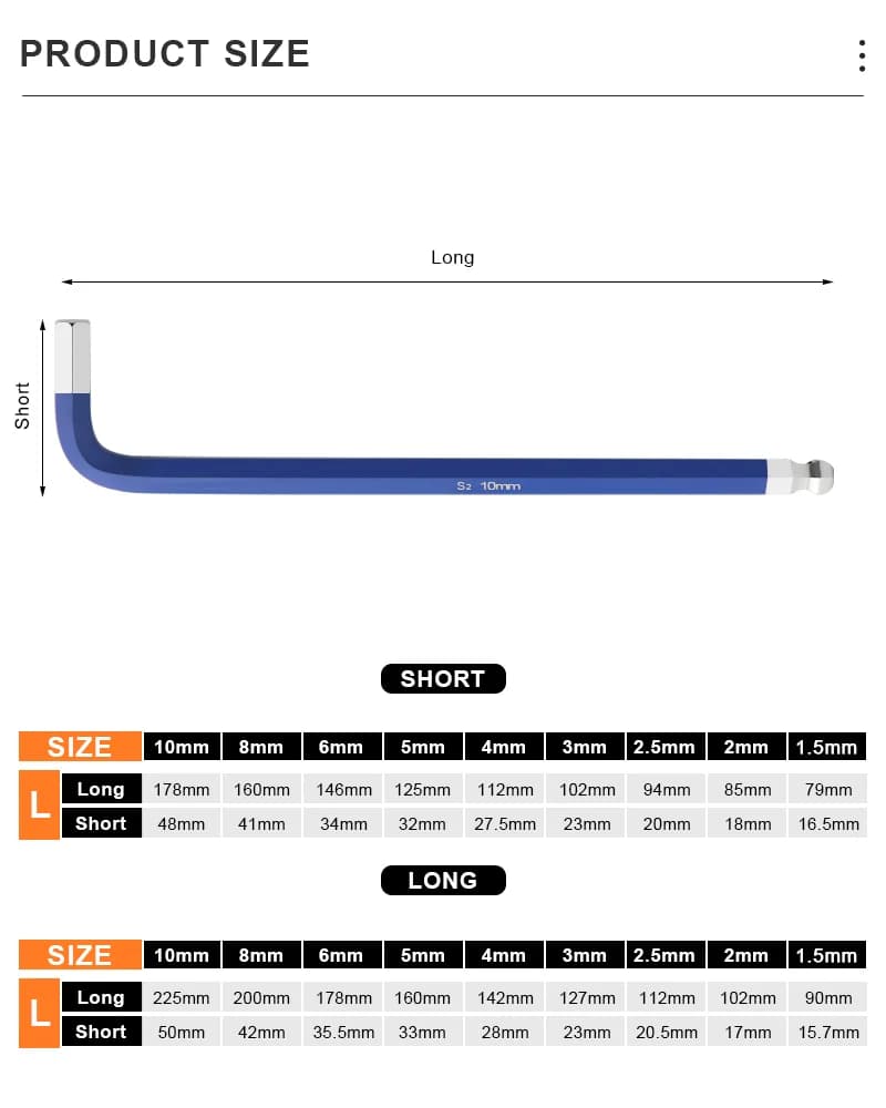 9 قطعة دراجة الداخلية سداسية وجع S2 CR-V الصلب الملونة شقة الكرة افتتاح وجع الدراجة عرافة مفتاح مجموعة 1.5/2/2.5/3/4/5/6/8/10 مللي متر - 6