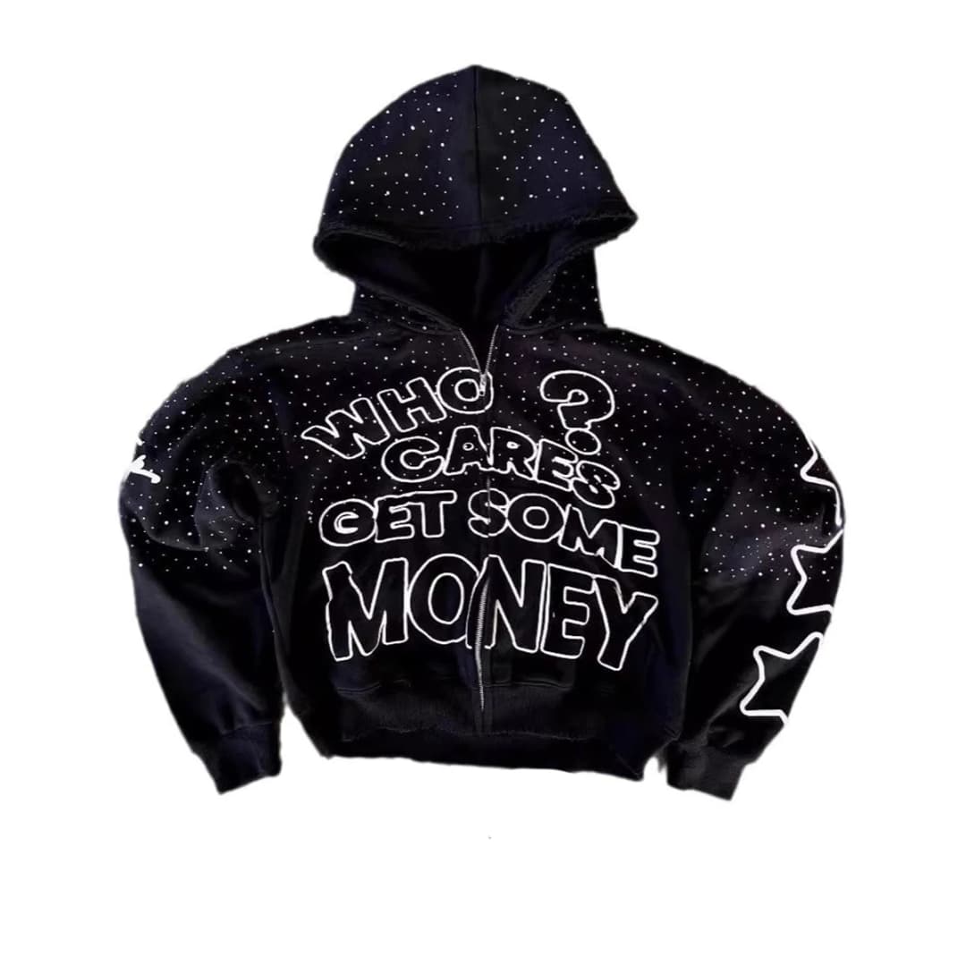 سترة بغطاء للرأس Y2K، تصميم عصري فضفاض، سحاب، نمط حروف أمريكية، كاجوال - 4