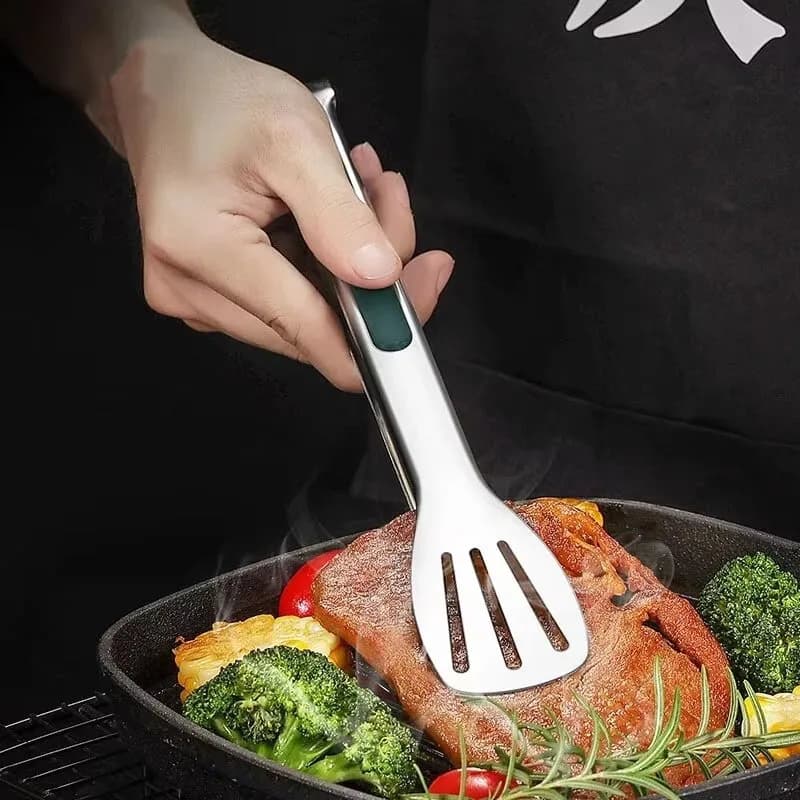 1pc Non Slip Stainless Steel Food Tongs Meat Salad Bread Clip Barbecue Grill Buffet Clamp Cooking Tools Kitchen Accessories - 3