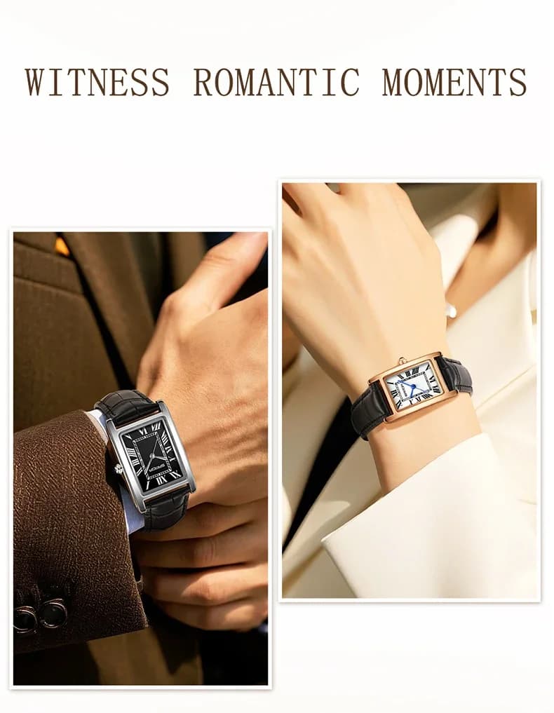 SANDA Leisure Leather Strap Men Women Couple Tank Watches Vintage Korean Roman Scale Square Temperament Quartz Wristwatch - 4
