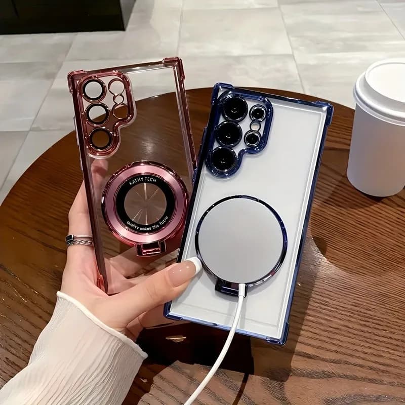 غطاء حافظة مغناطيسي مطلي شفاف لهواتف Samsung Galaxy S26 وS25 وS24 وS23 وS22 وS21 Ultra Plus وFE وA36 وA35 وA55 وA54 وA53 - 5