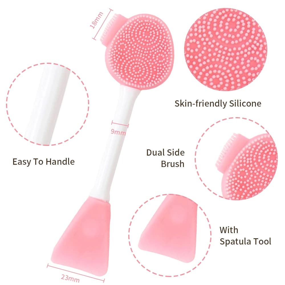 Facial Cleaning Silicone Brush Facial Mask Applicator Skincare Accessories Silicone Body Scrubbers 2in1 Spa Facial Wash Brushes - 5