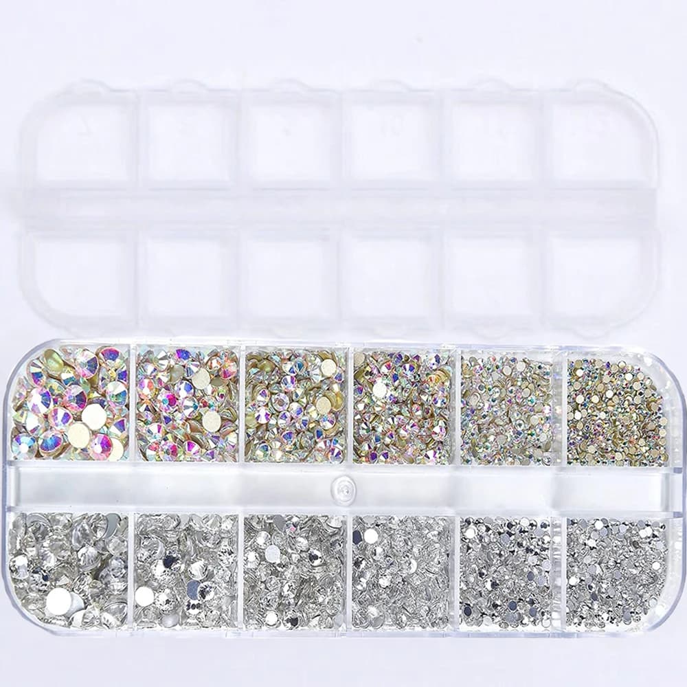 Nail Art Rhinestones Kit 2400pcs Nail Gems Ab Flatback Rhinestones Gems Stones with Storage Organizer for Design Bright Holiday - 4