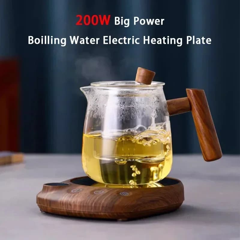 Electric Beverage Heating Plate 200W Smart Milk Tea Coffee Cup Mug Warmer for Desk 5 Temperatures with Timer Automatic Shut Off - 2