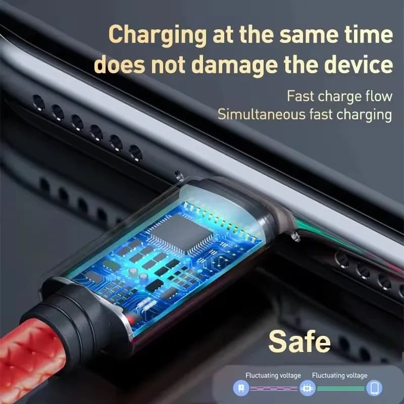 كابل شحن بمنفذ USB متعدد ، سلك شحن USB متعدد ، شاحن صغير من النوع C ، سلك هاتف محمول لهاتف iPhone 14 ، 13 ، 12 ، xailo ، 3 في 1 - 4