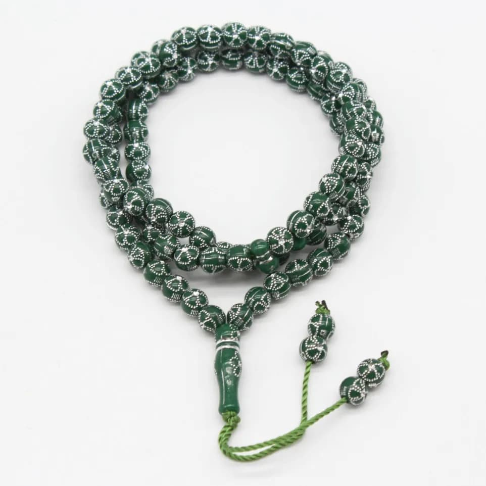 سبحة أكريليك 99 حبة 8 ملم حبات صلاة مسلمة للعبادة اليومية وهدية رمضان إسورة مسبحة إسلامية - 2