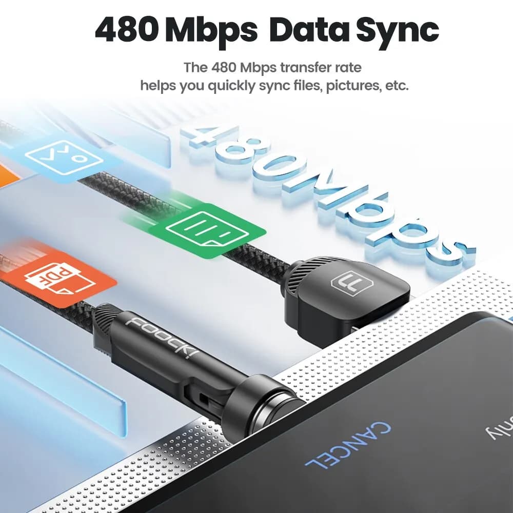 Toocki 540 تدوير المغناطيسي USB نوع C كابل آيفون 12 X Xiaomi شاحن سريع مايكرو USB نوع-C كابل شحن المغناطيس سلك البيانات - 2