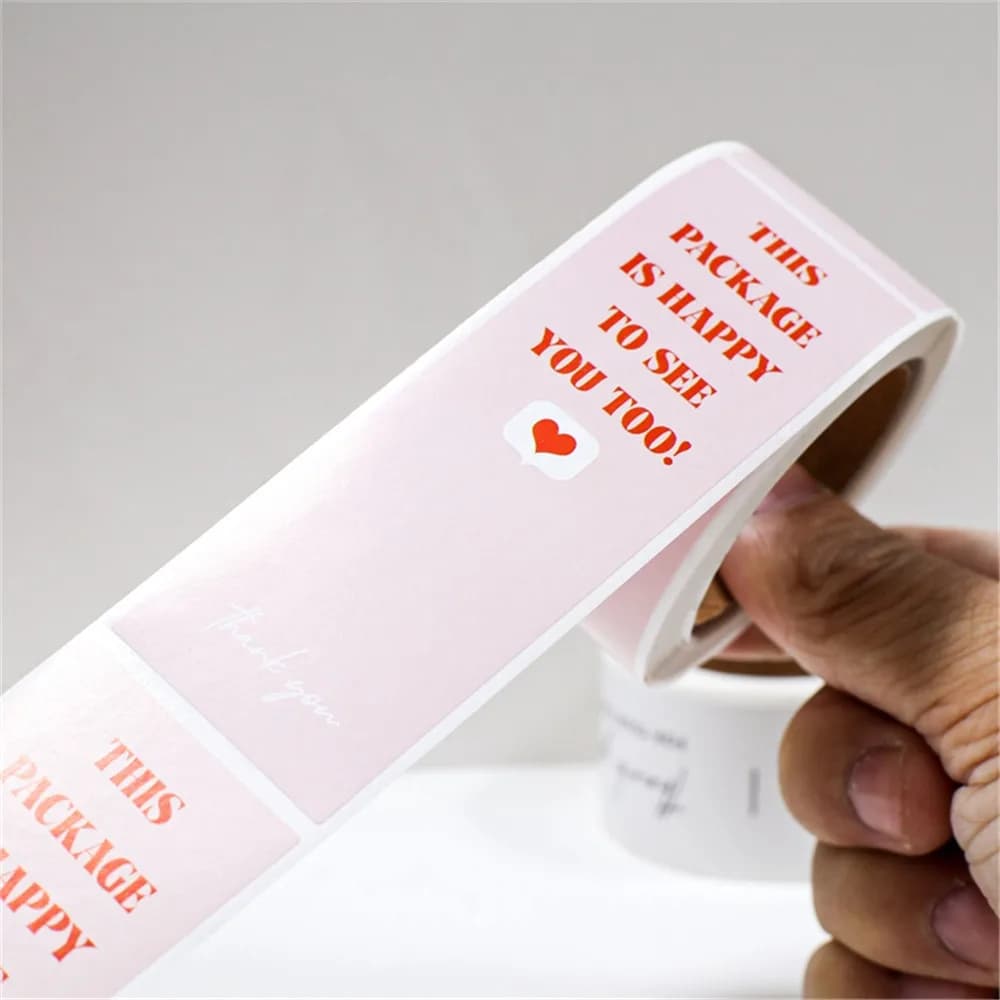 100pcs/roll Thank You Sticker Seal Labels Small Business Gift Decor Sticker Package Sticker This Package Is Happy To See You Too - 2
