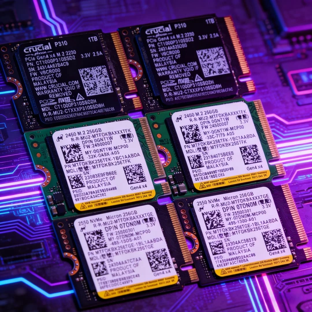 قرص صلب كروشيال P310 بسعة 1 تيرا بايت و 2 تيرا بايت ومايكرون 2450/2550 بسعة 256 جيجا بايت M.2 2230 NVMe PCIe 4.0x4 متوافق مع ستيم ديك وآسوس ROG آلي وMSI كلاو - 6