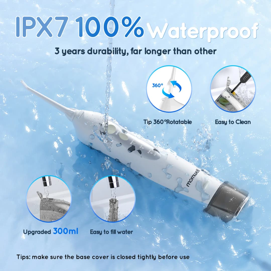 D52 Portable Cordless Water Flosser USB Rechargeable Water Jet Floss Tooth Pick 4 Jet Tip 300ml 3 Modes Teeth Clean for Travel - 6