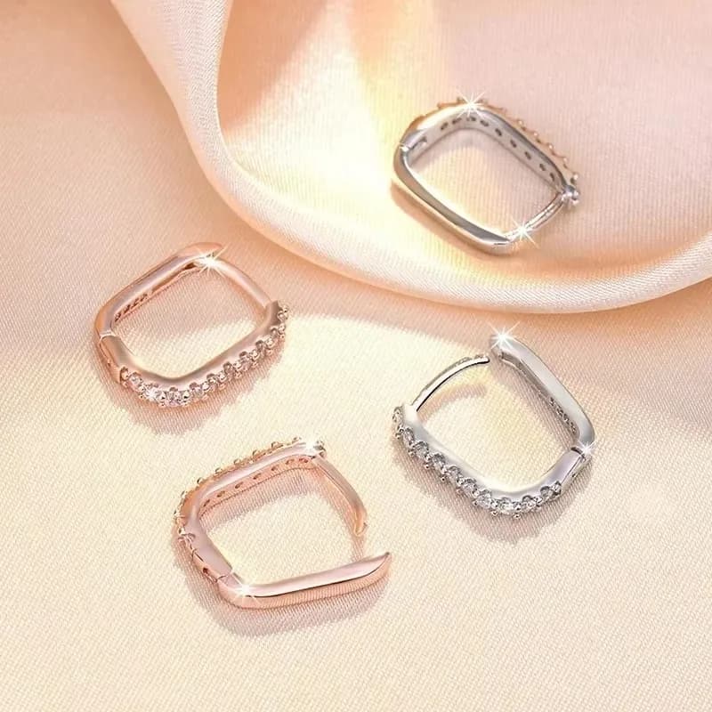 925 Sterling Silver  Circle Hoop Earrings for Women Fashion Luxury  Crystal Zirconia Earrings Party Wedding Versatile Jewelry - 2