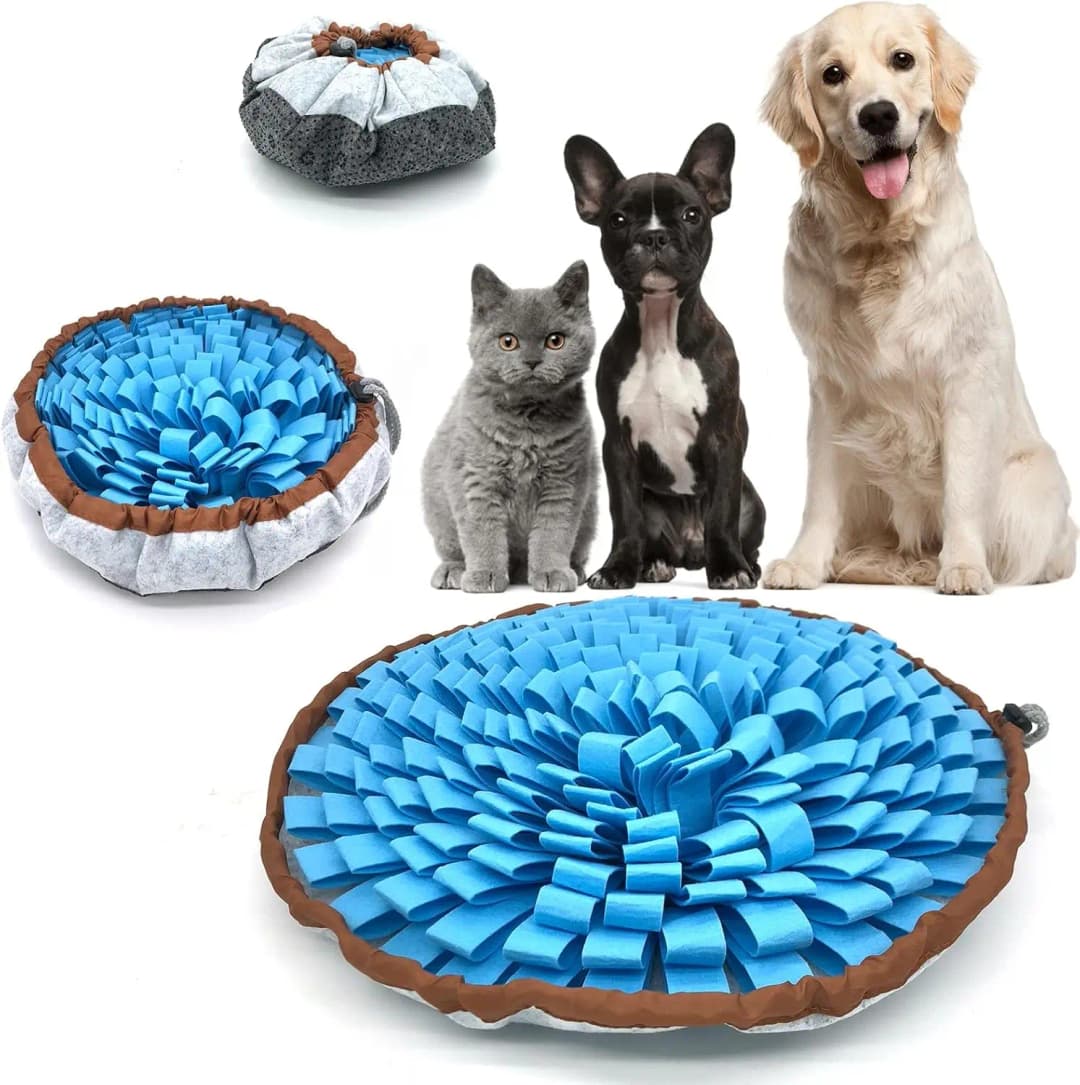 Dog Snuffle-Mat Slow-Feeder-Bowl - Simulating Grassland for Boredom, Encourages Natural Foraging Skills for Pet