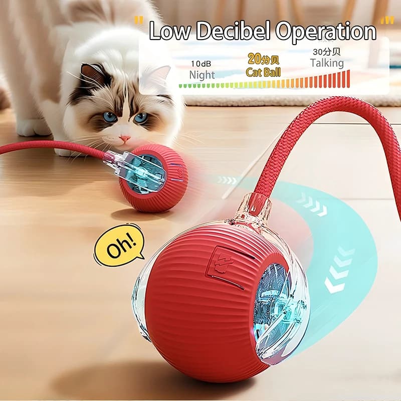 Cat Interactive Ball Toys Automatic Rolling Ball Faux Tail Rechargeable Smart Pet Electric Toy Dog Cat Training Imitate Mouse