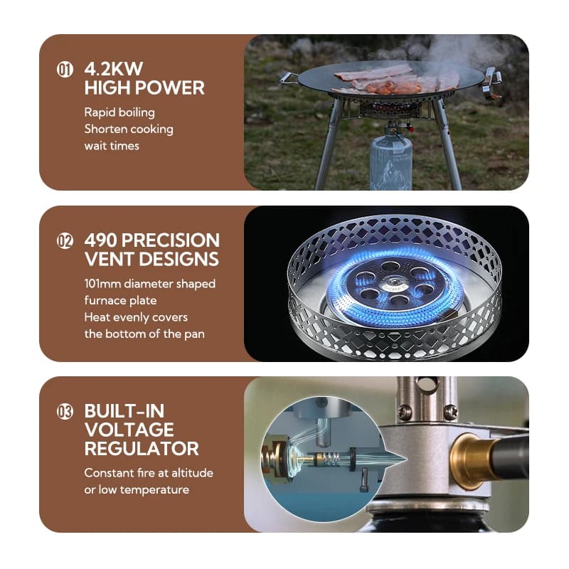 Campingmoon OD-4 موقد تخييم محمول من سبائك الألومنيوم يعمل بالبيوتان والبروبان للطبخ في الهواء الطلق - 2