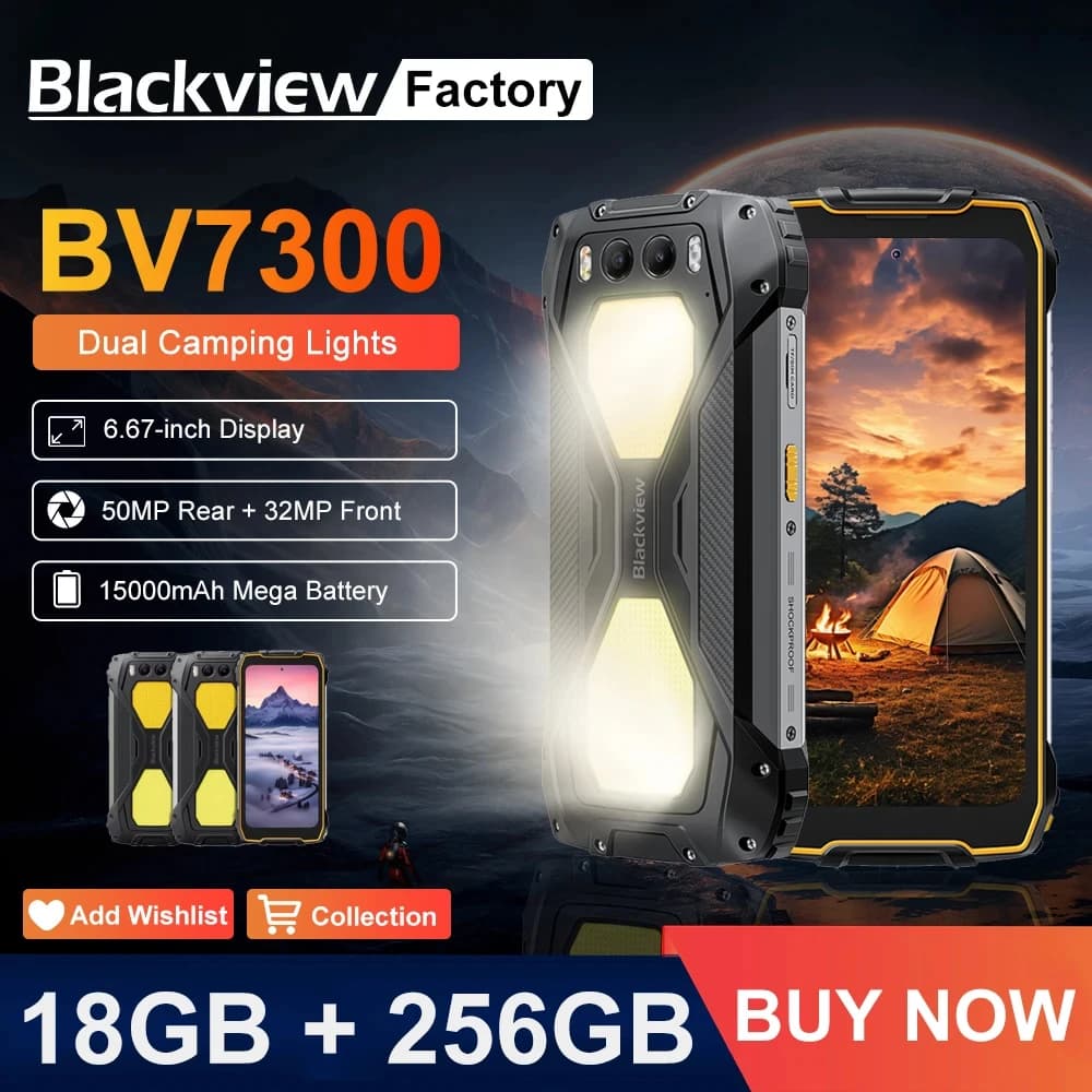 Blackview BV7300 Rugged Phone 18GB(6+12) 256GB Dual Camping Lights Call Phone Helio G81 Octa Core 15000mAh Smartphone Android 14