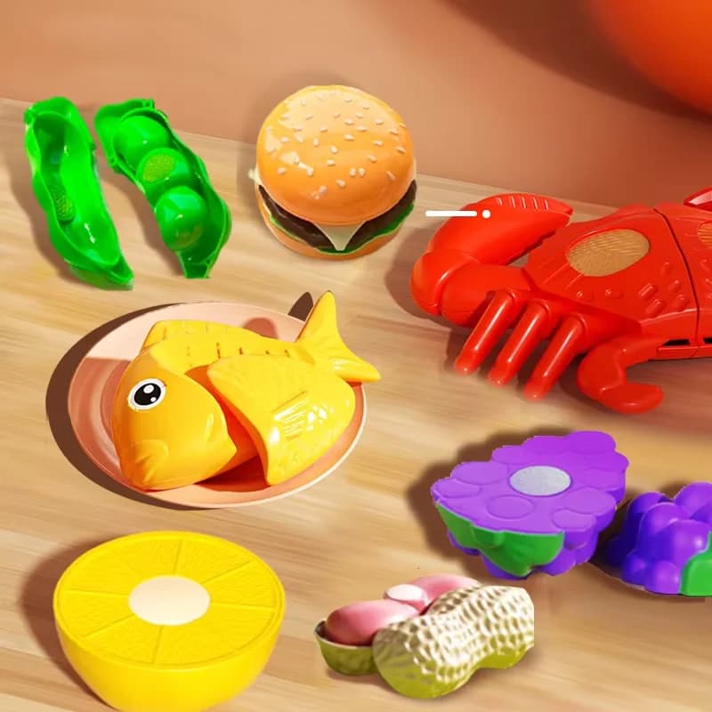 Children's Kitchen Toy Set Simulated Kitchen Cutting Cookware Simulated Fruits Cutting Toys Cooking Accessories for Kids Gift - 5