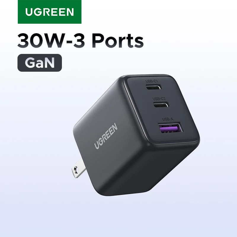 【قابس US】 شاحن UGREEN 20 واط 30 واط GaN Mini PD 3.0 شاحن هاتف USB C لجهاز iPhone 16 و15 و14 Pro وSamsung S25 وXiaomi Tablet وiPad Air
