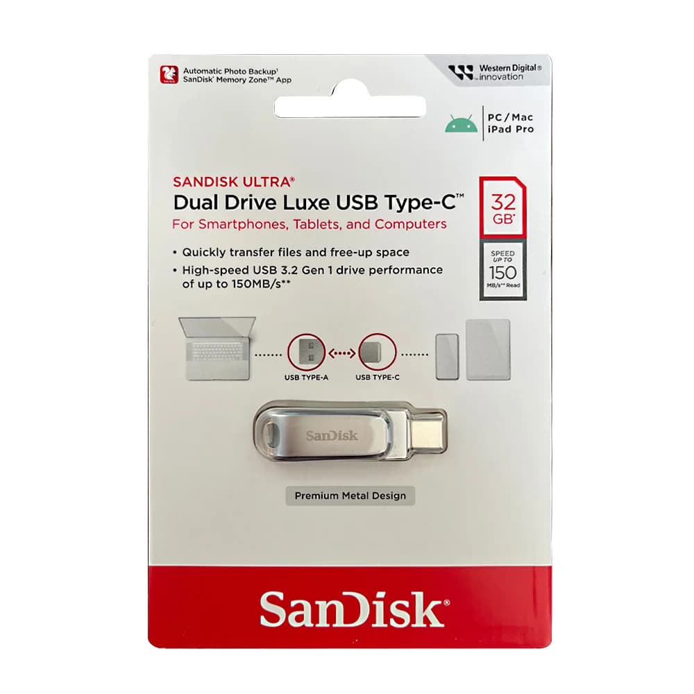 SanDisk Ultra Dual Drive Luxe USB Type-C 64GB 128GB 256GB 512GB 1TB USB 3.2 Metal 2 in 1 Type C OTG Flash Drive Type-A Pen Drive - 6