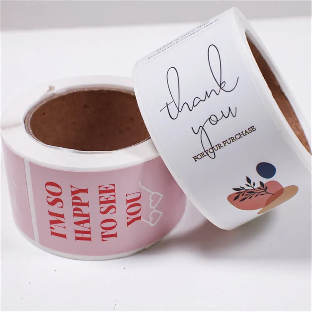 100pcs/roll Thank You Sticker Seal Labels Small Business Gift Decor Sticker Package Sticker This Package Is Happy To See You Too - 6