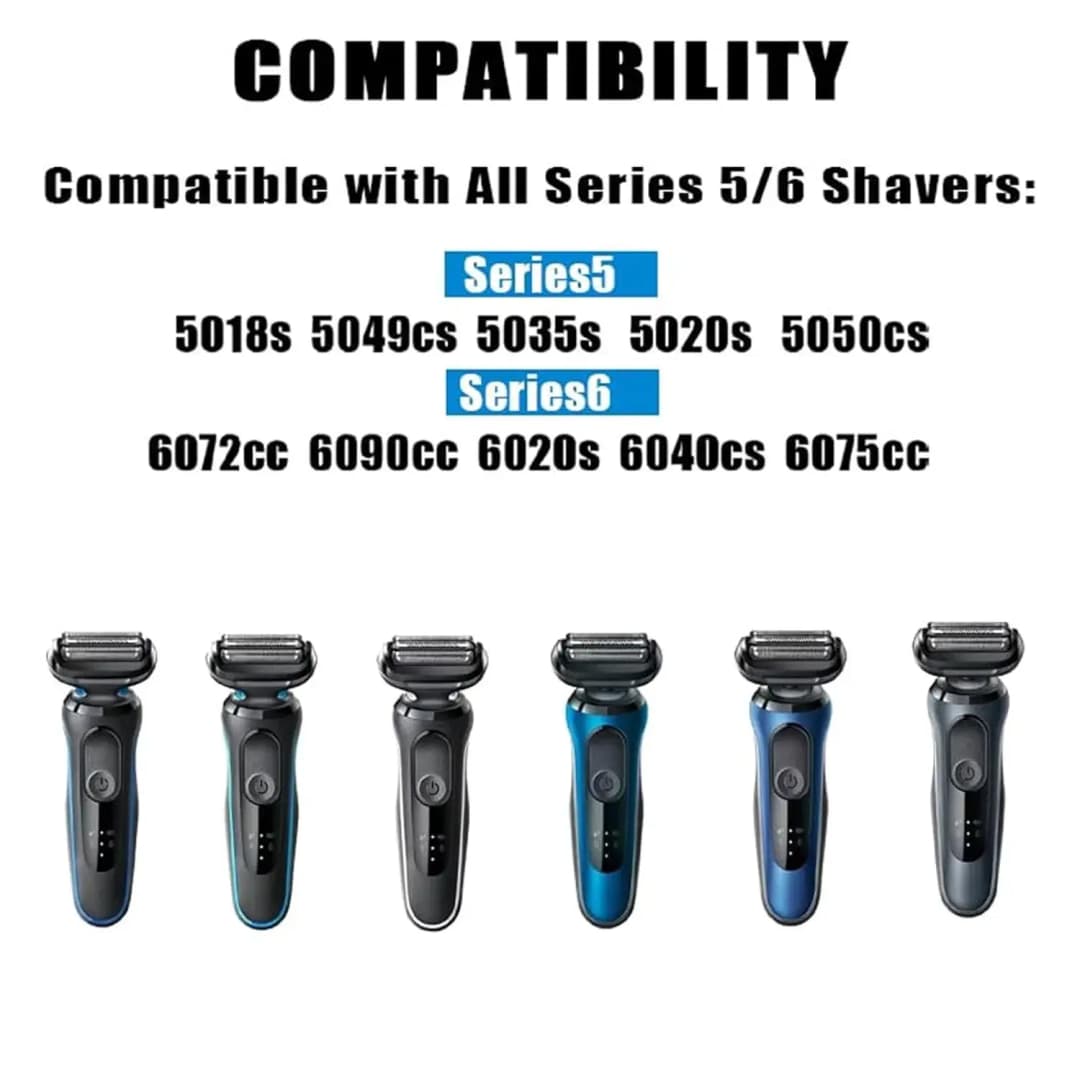 53B Replacement Head Compatible with Braun Series 5/6 Electric Shaver Razor 5018s, 5020s, 5031s, 5050cs, 6020s, 6072cc,Black - 2