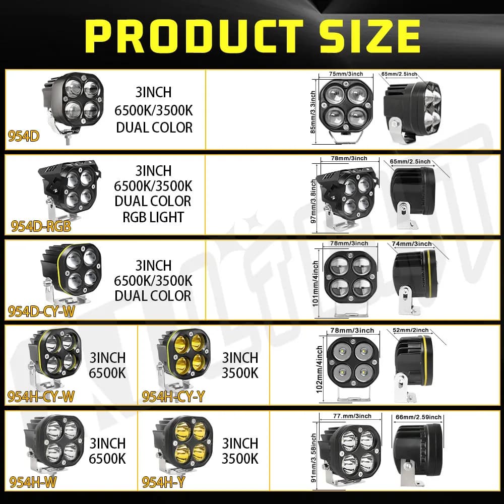 CO LIGHT كشافات عمل LED 3 بوصة 24V 12V مصابيح أمامية للدراجات النارية شريط إضاءة غامر LED ضوء ضباب DRL للسيارة شاحنة 4x4 ATV للطرق الوعرة - 5