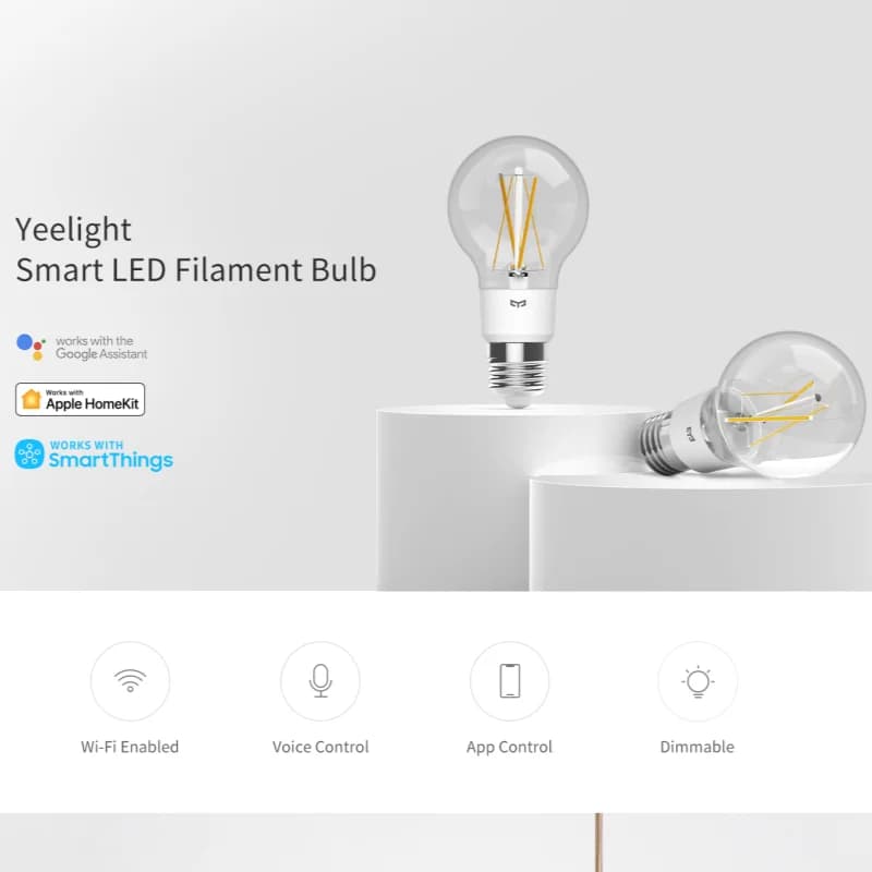 نسخة أمريكية YEELIGHT مصباح LED ذكي E26 اتصال WiFi 120V مصباح زجاج شفاف كلاسيكي متوافق مع HomeKit - 2