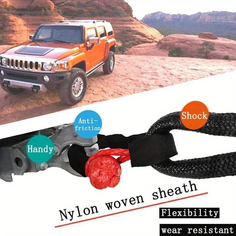 2Pcs 42000 Lbs Synthetic Tow Strap Soft Shackle for Vehicle Recovery Trailer Pull Rope Off Road Winch Rope Accessories - 2