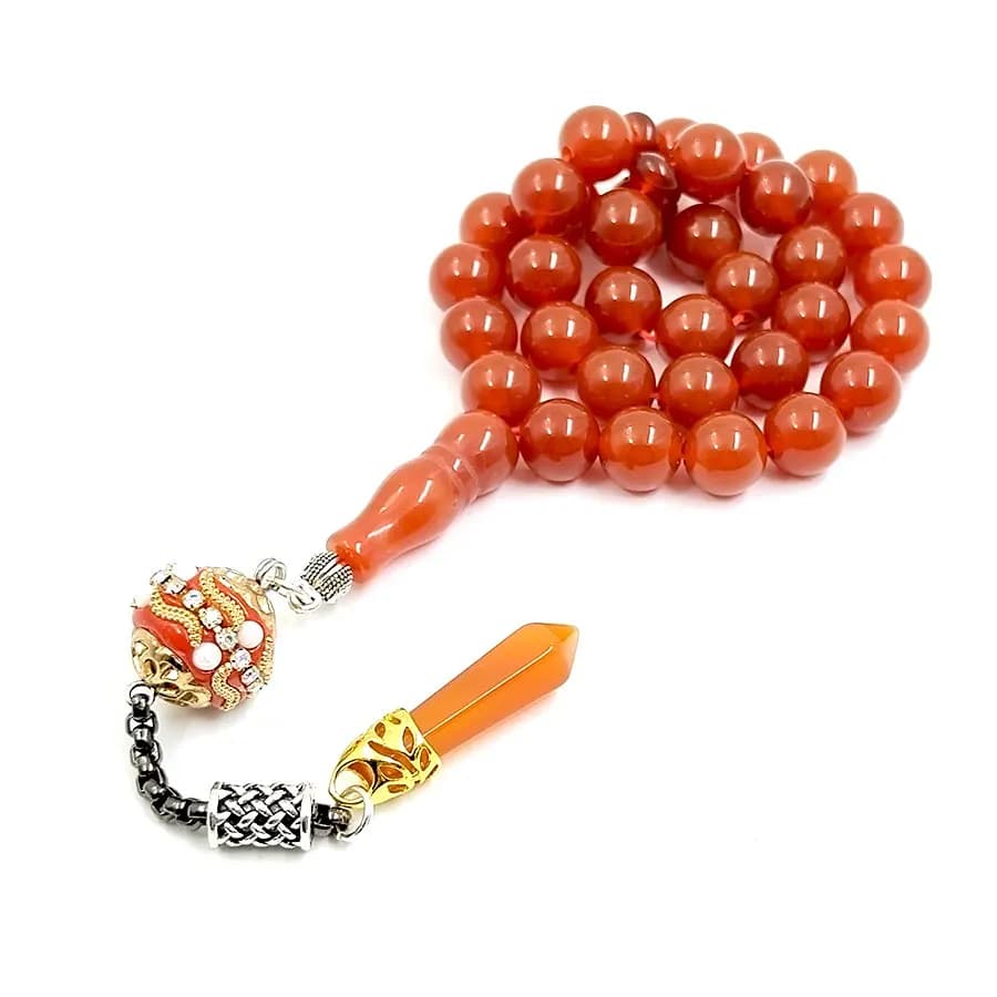 Tasbih Natural Brazil Red Agate stone misbaha 2025 fashion bracelet prayer beads eid ramadan gift arabic accessories on hand - 4